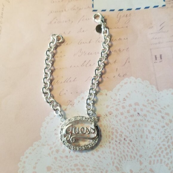 Silver Plated inchGuess inch Bracelet - Picture 1 of 4